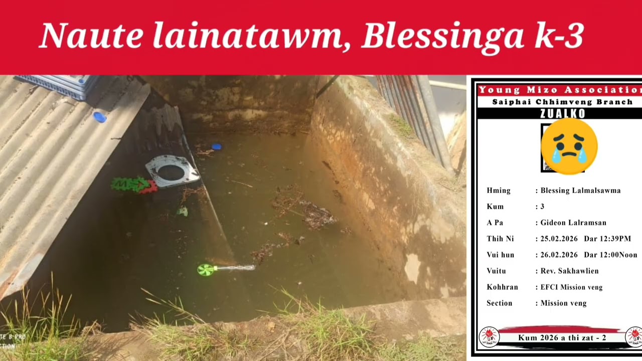 Tuizemah Blessing Lalmalsawma K-3 mi a tlahlum. A va pawi tak em! Pu Rc-a kan biakna. 