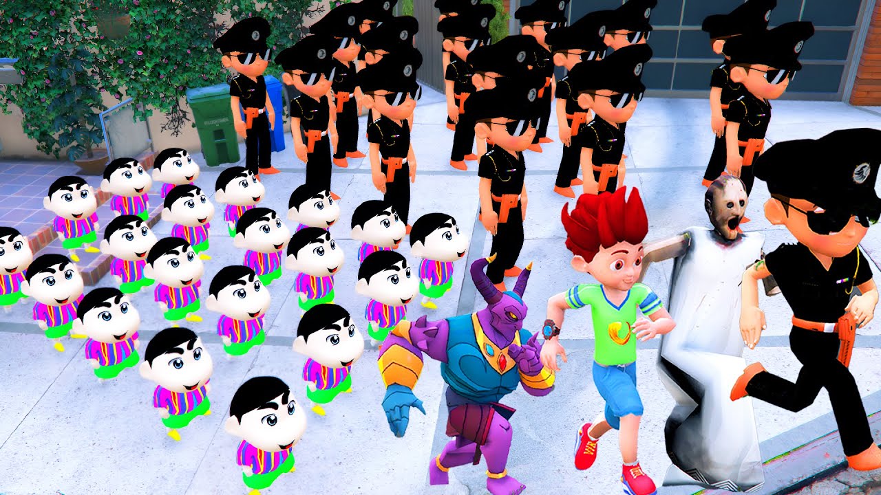 🤯😡1000 Little Singham 1000 Shinchan Rushed Toward Little Singham Kicko Shinchan in GTA 5