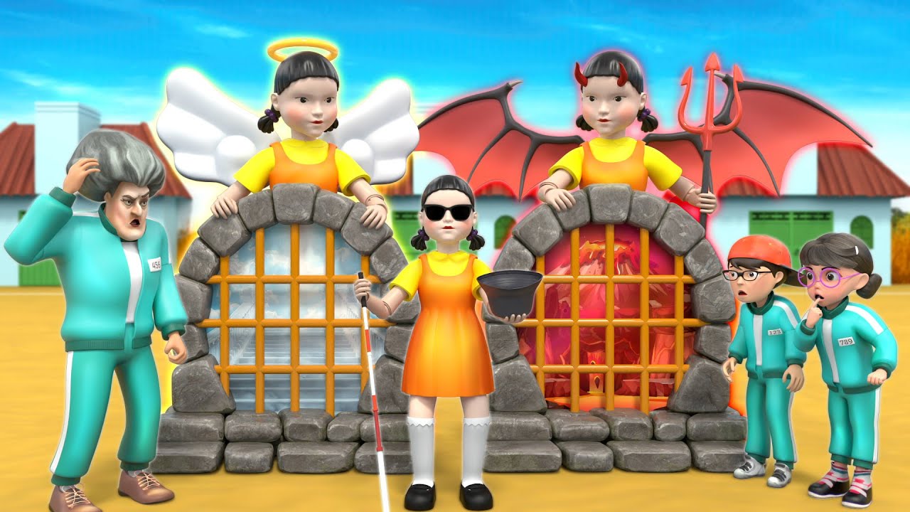 Squid Game vs Scary Teacher 3D | Be Good or Go To Hell Who Deserve To Go  To Heaven and Hell Gate