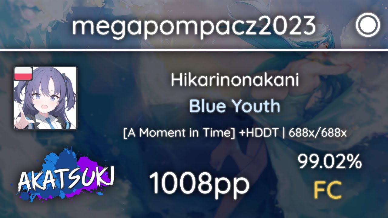 [9.25⭐] Vanilla | gnahus | Hikarinonakani - Blue Youth [A Moment in Time] +HDDT 99.02% 1008pp FC