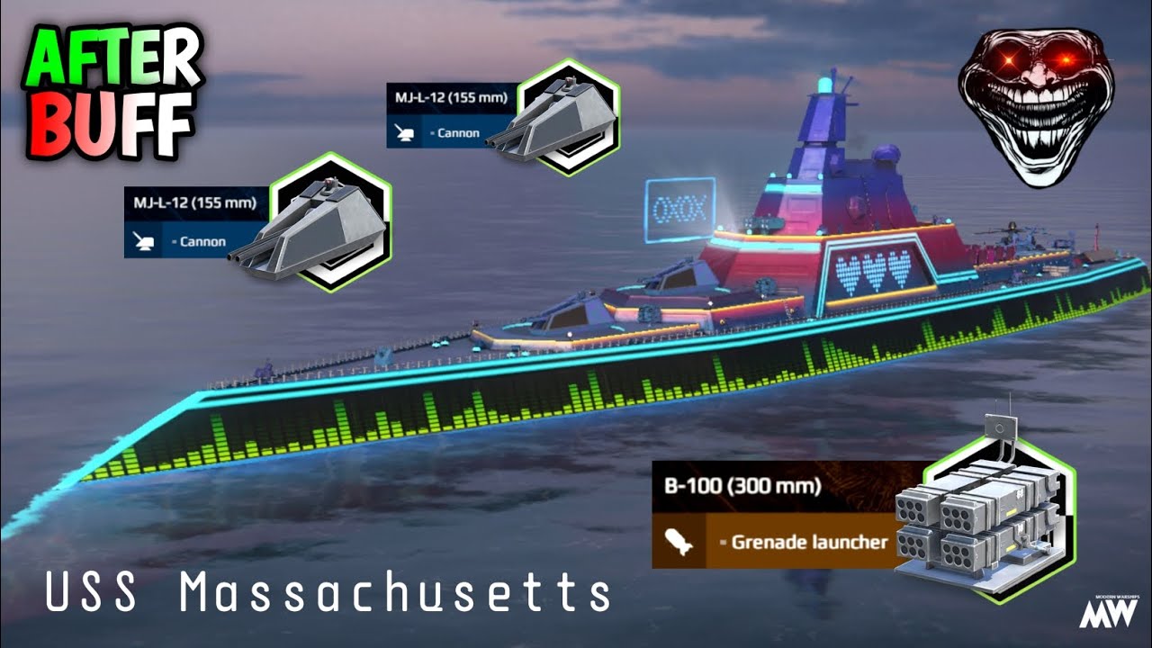 Modern Warships Update - Massachusetts After Buff Best Firepower🔥 with ASN4G & YU-12 
