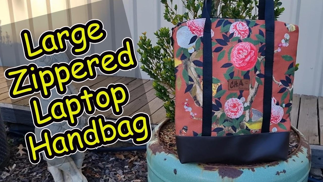 How to sew a large zippered laptop handbag using upholstery & vinyl sample swatch fabric