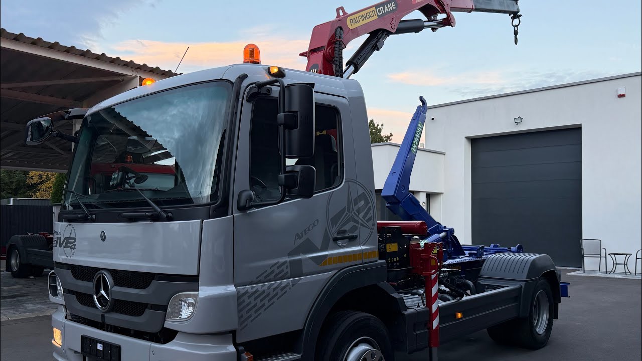 Mercedes-Benz Atego 1222 hákový nosič kontajnerov s hydraulickou rukou / container hooklift + crane