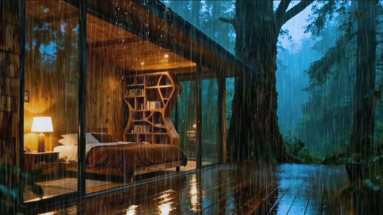 Relaxing sounds of heavy rain and thunder - 3 minutes to deep sleep - rain to lull you sleep