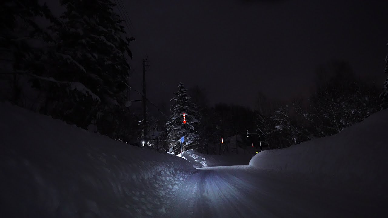 Forest Night #14 : Niseko Ordinary Mountain Road | 4K