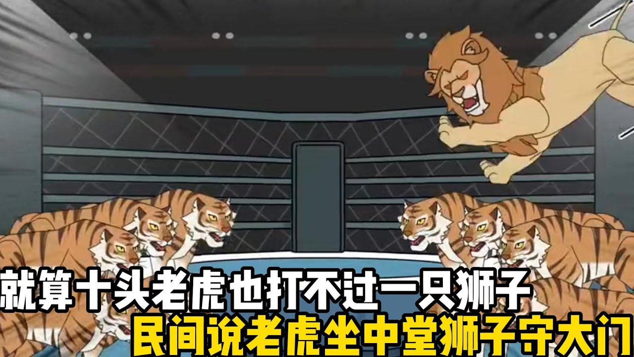 就算十頭老虎也打不過一隻獅子，民間說老虎坐中堂獅子守大門，大家都說老虎是邪惡的存在，獅子纔是正義的化身#原創動畫 #沙雕動畫 #動畫