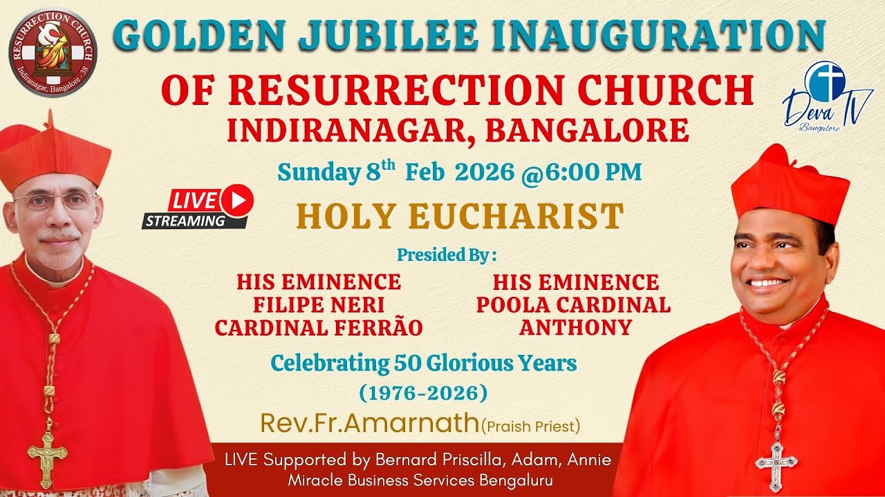 GOLDEN JUBILEE INAUGURATION OF RESURRECTION CHURCH, Indiranagar BLR by Cardinals 08-02-2026 @6:00 PM