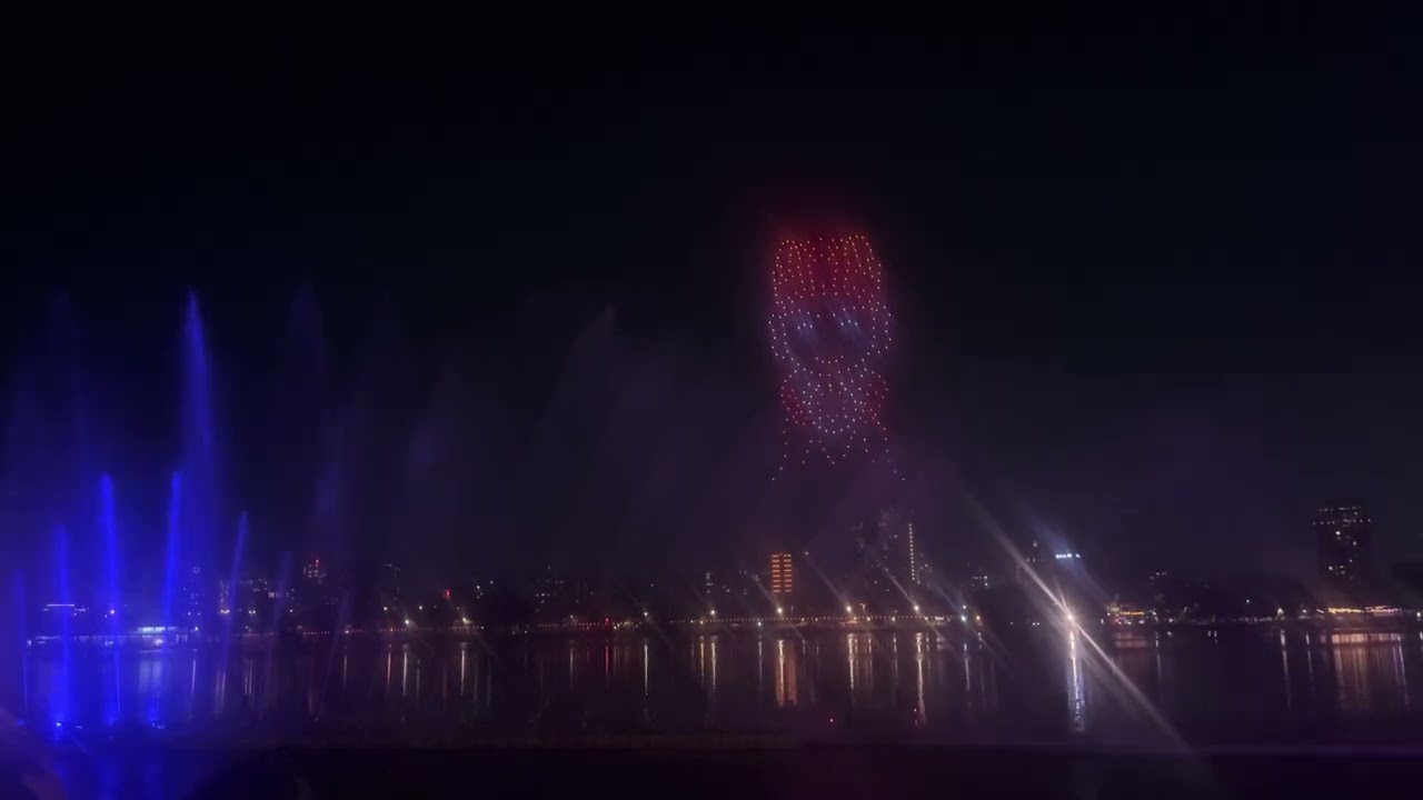 高雄左營太子宮水舞加無人機秀-用最高4K畫質錄的