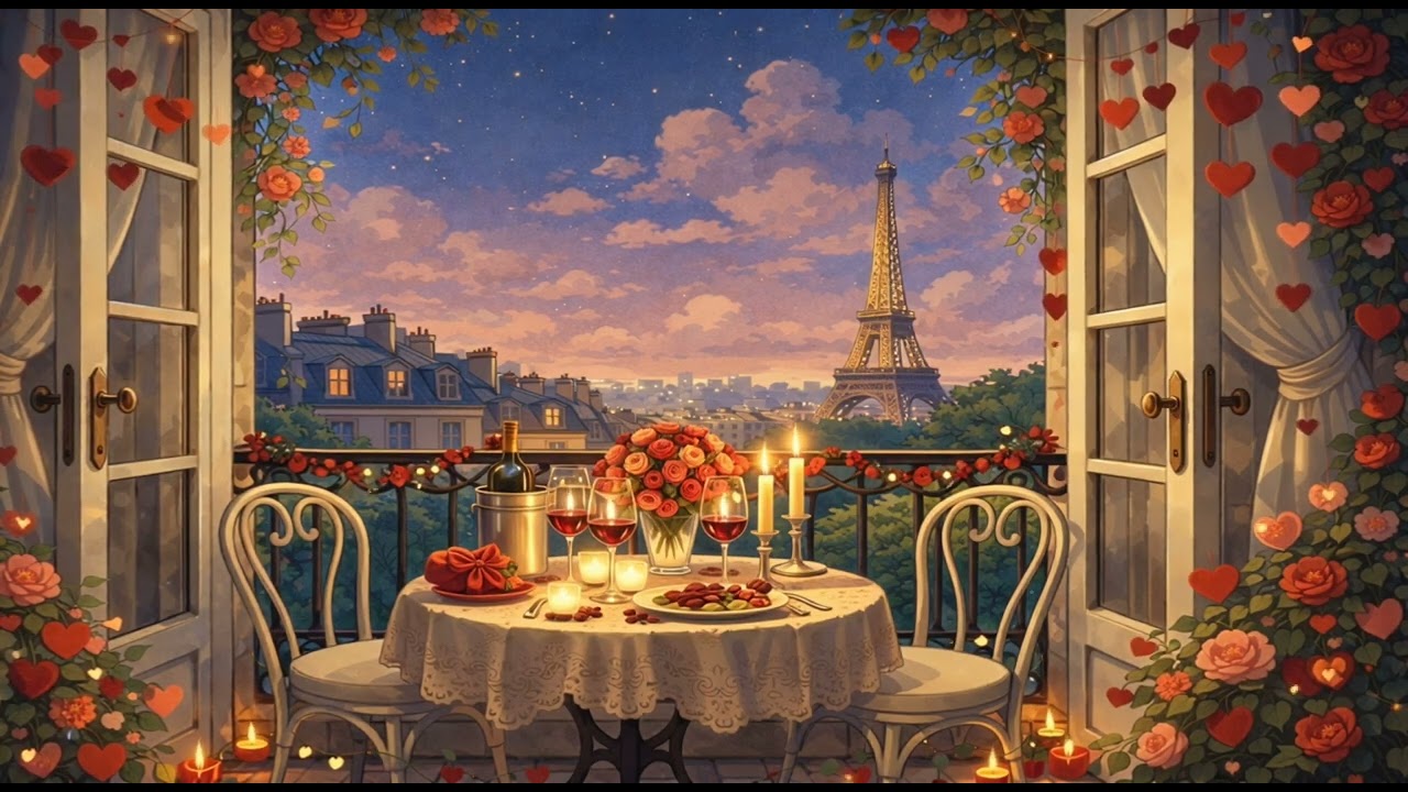 Valentine’s Evening in Paris 💕 Romantic Candlelight Jazz by the Eiffel Tower | Cozy Love Ambience