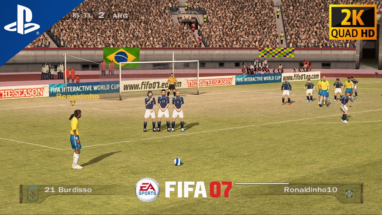 FIFA 07 (Brazil vs. Argentina) - PS2 [HD] Gameplay