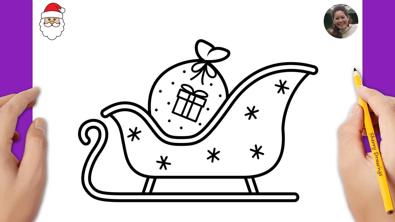 How to draw Santa Claus Sleigh easy | Christmas drawing 🎅