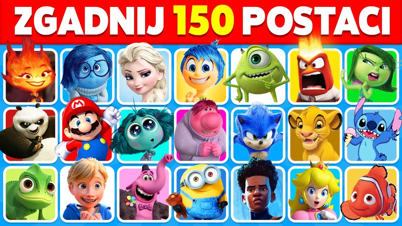 Zgadnij 150 Postaci w 3 sekundy | Minionki Rozrabiają 4, W głowie się nie mieści 2, Minionki