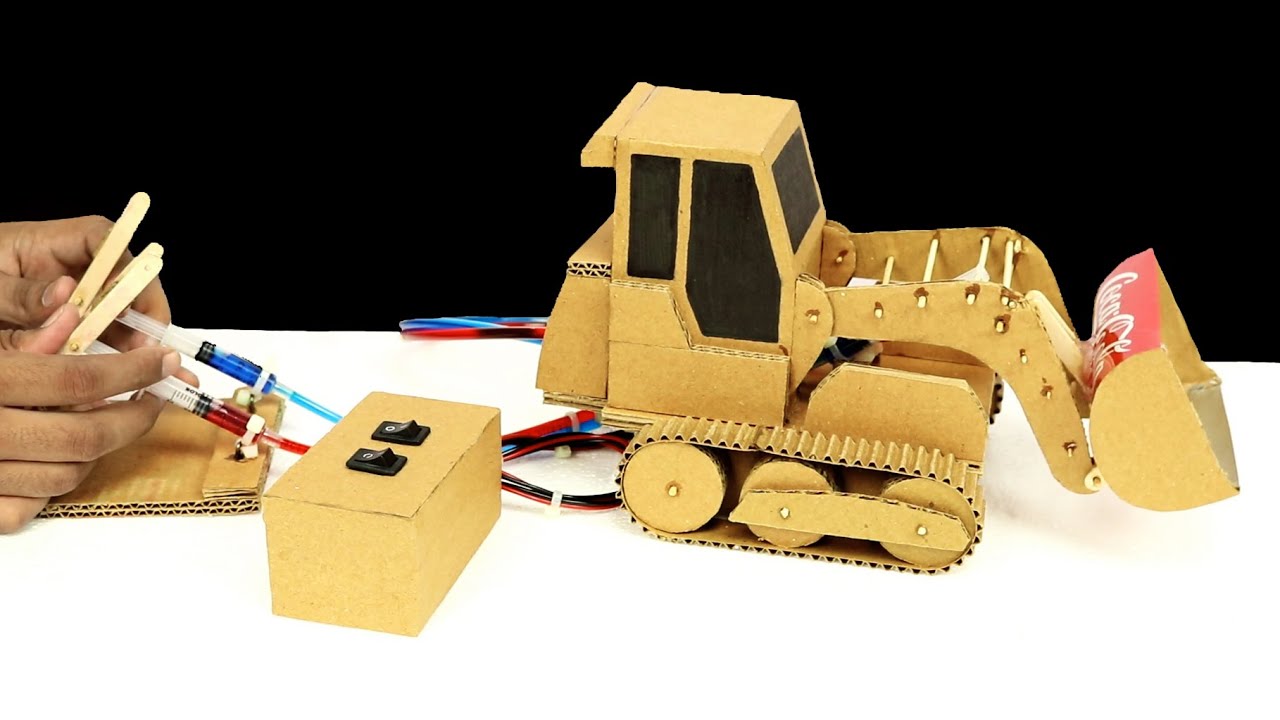 How to Make Hydraulic JCB Bulldozer From Cardboard