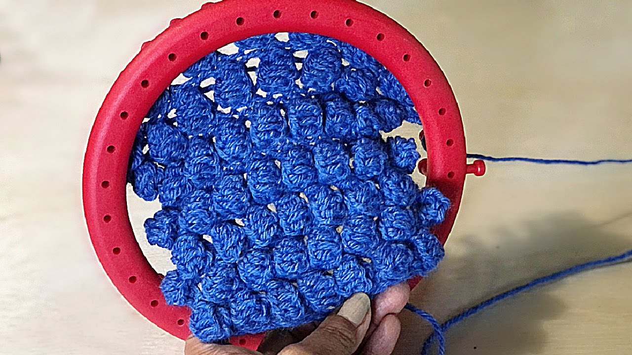 LoOM Knit Bobble Stitch - Step by Step for Beginners - Slow and Detailed
