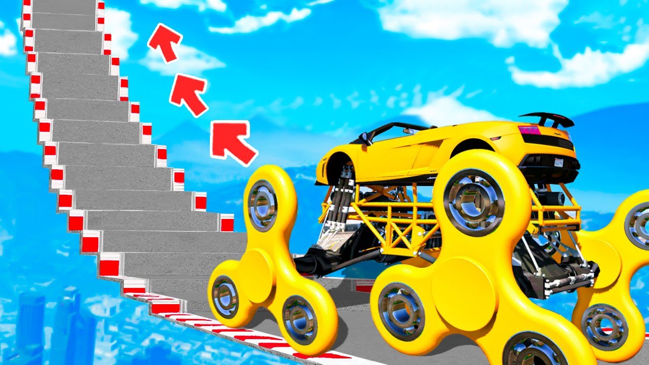 ¿PUEDE UN COCHE GIGANTE SUBIR POR LA ESCALERA MÁS ALTA DE GTA 5? - EXPERIMENTOS EN GTA 5