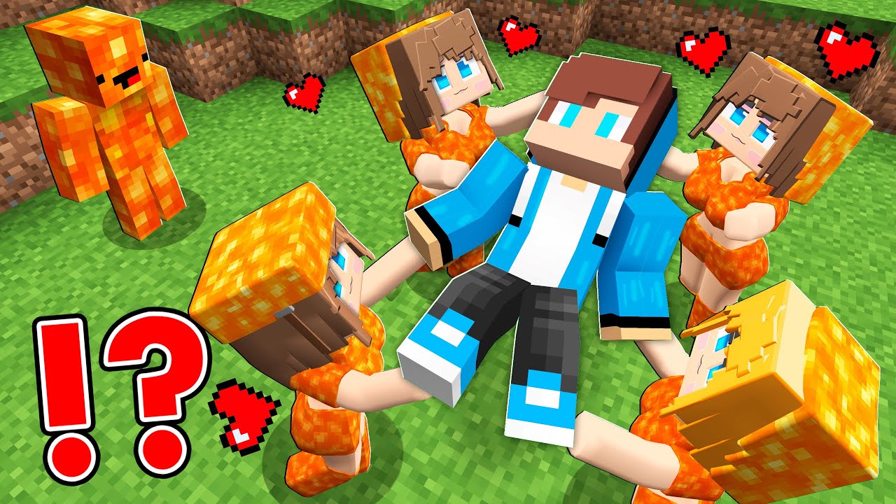 All LAVA Girls ONLY Love WATER JJ in Minecraft - Maizen