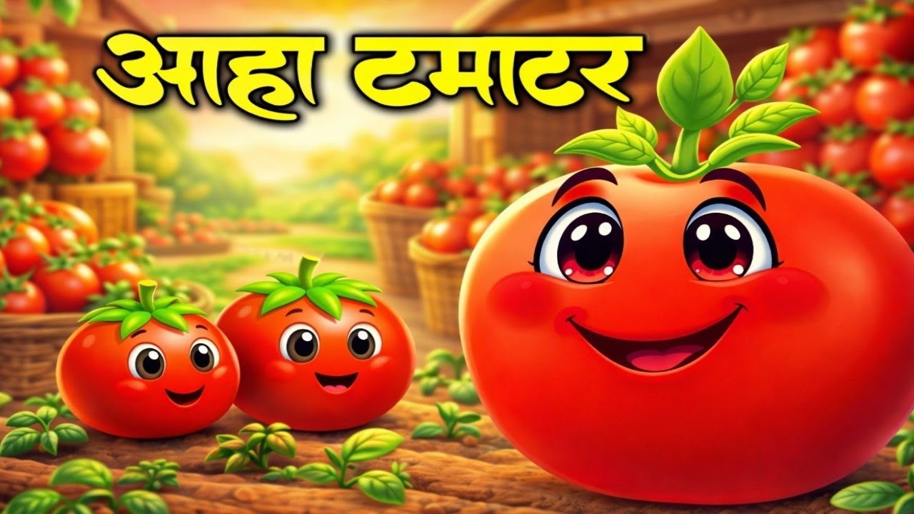 आहा टमाटर 🍅 | Funny Kids Rhyme | Hindi Nursery Rhymes for Children 🎶