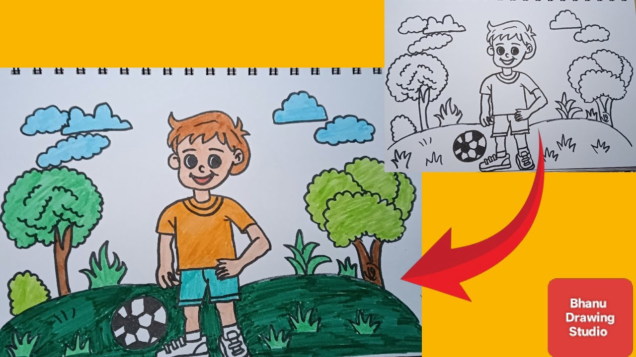 Cute boy playing drawing l Drawing tutorials for toddlers l kids drawings and colourings videos 