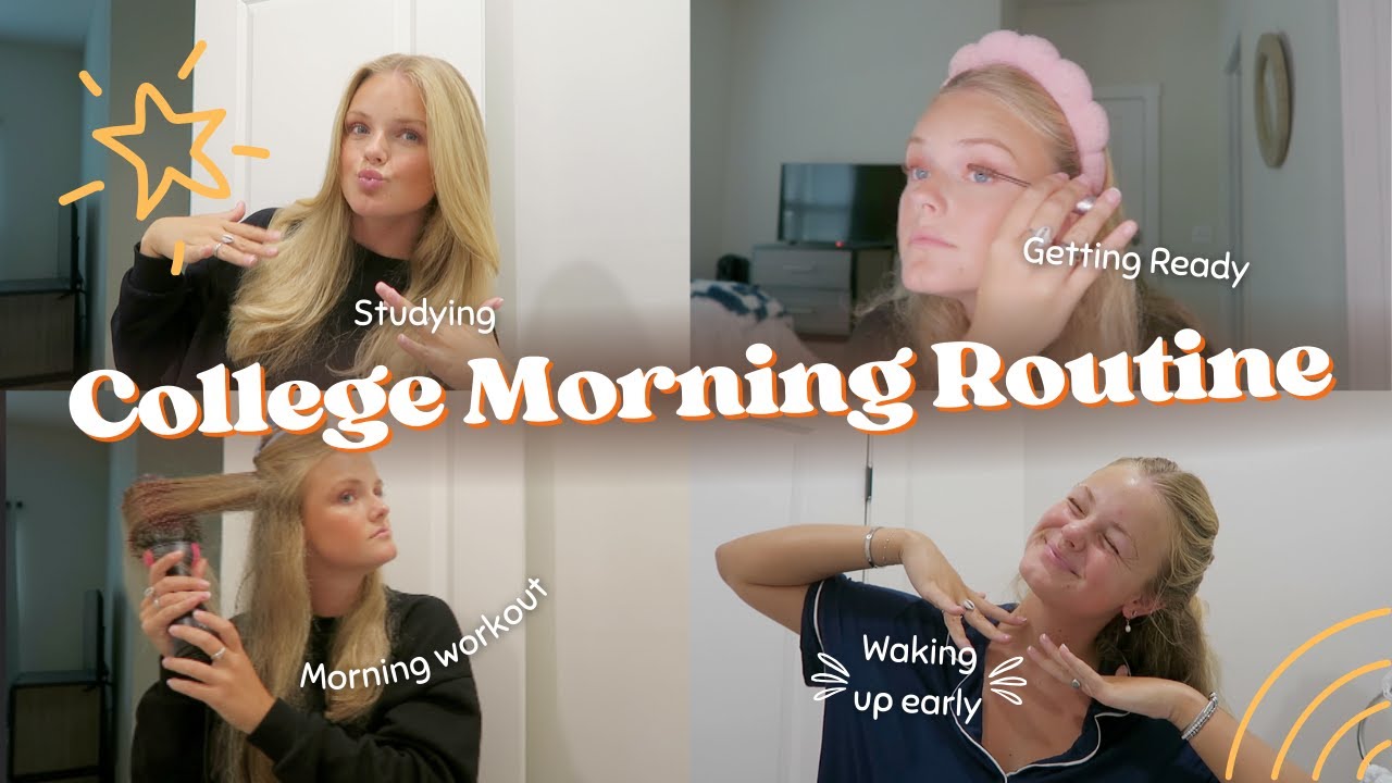 My College Morning Routine - GRWM, workout, + studying