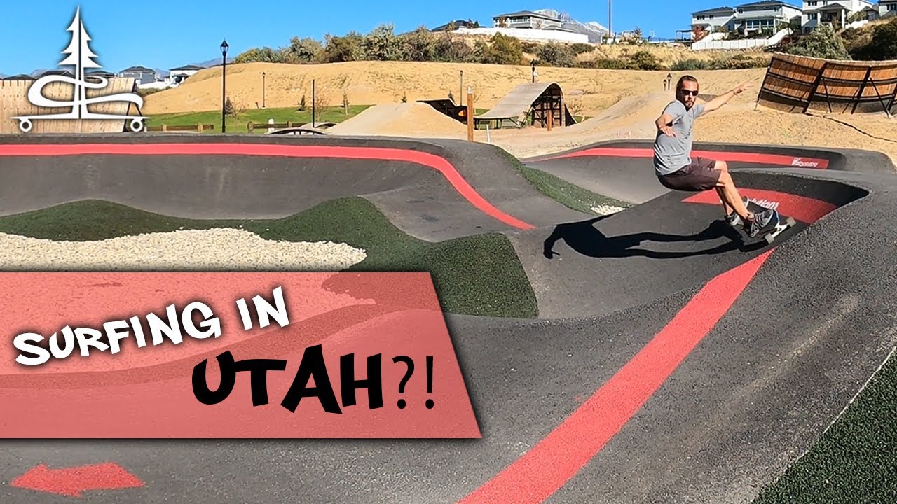 Longboarding the Bluffdale Pump Track - Cement Surfing the Bluffdale Skatepark