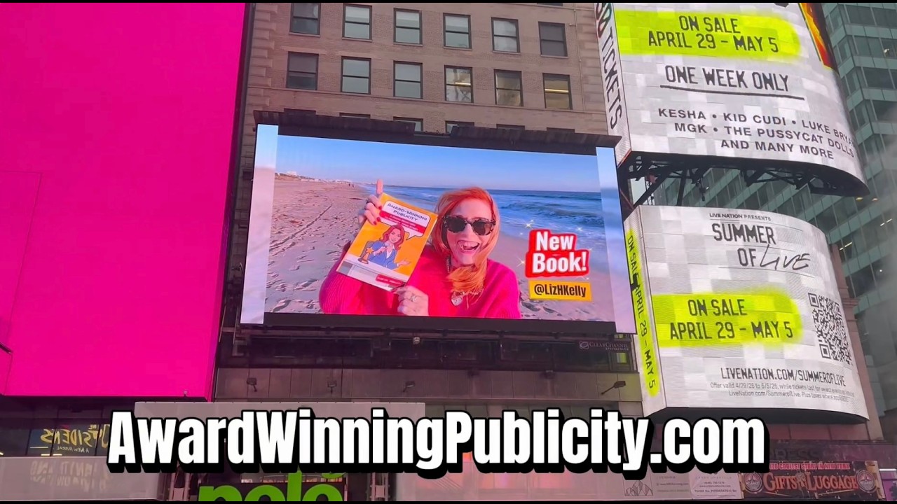 Times Square Billboard for 'Award-Winning Publicity' Book Launch April 25 2026