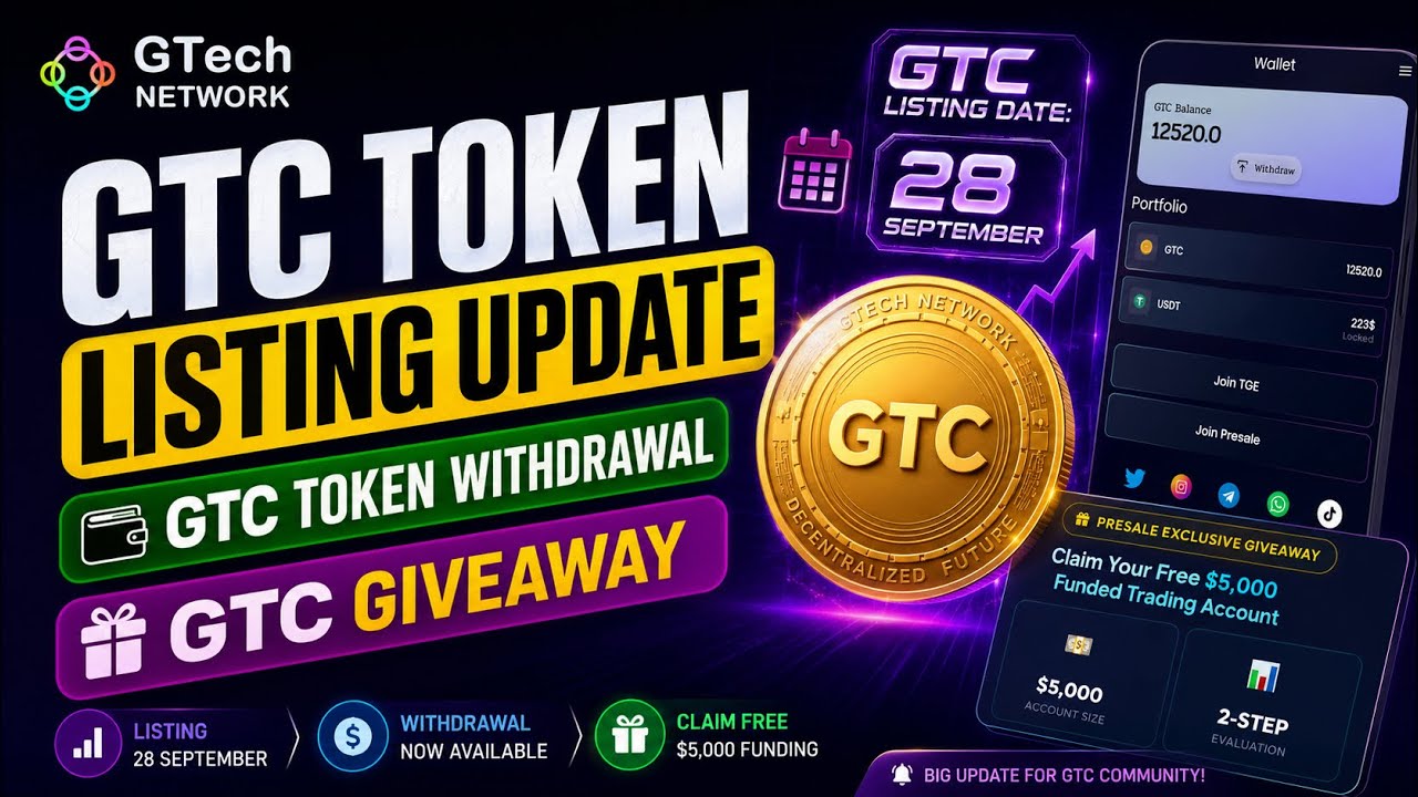 GTC Token Listing Update 🚀 | GTC Withdrawal Update & $5,000 Giveaway | GTech Network