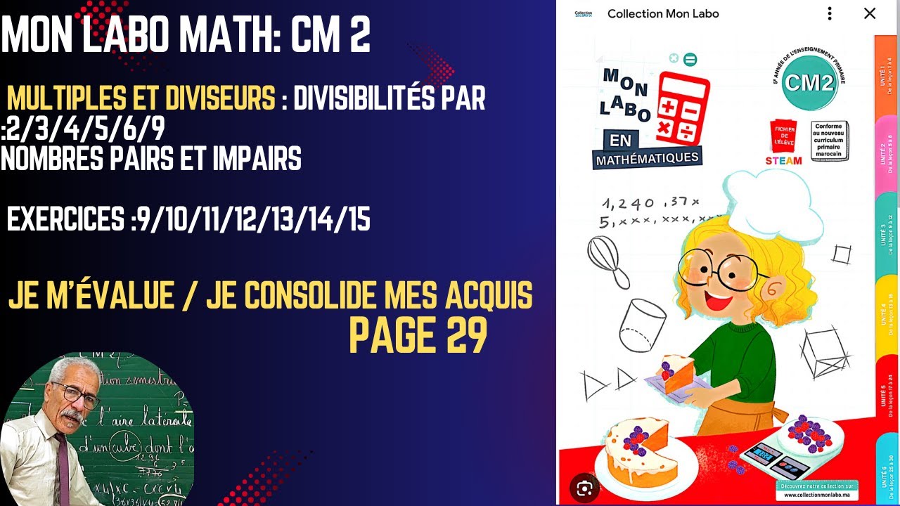 MON LABO MATHS :CM2 PAGE 29 MULTIPLES ET DIVISEURS .JE M’ÉVALUE ,JE CONSOLIDE MES ACQUIS. SÉANCE  4