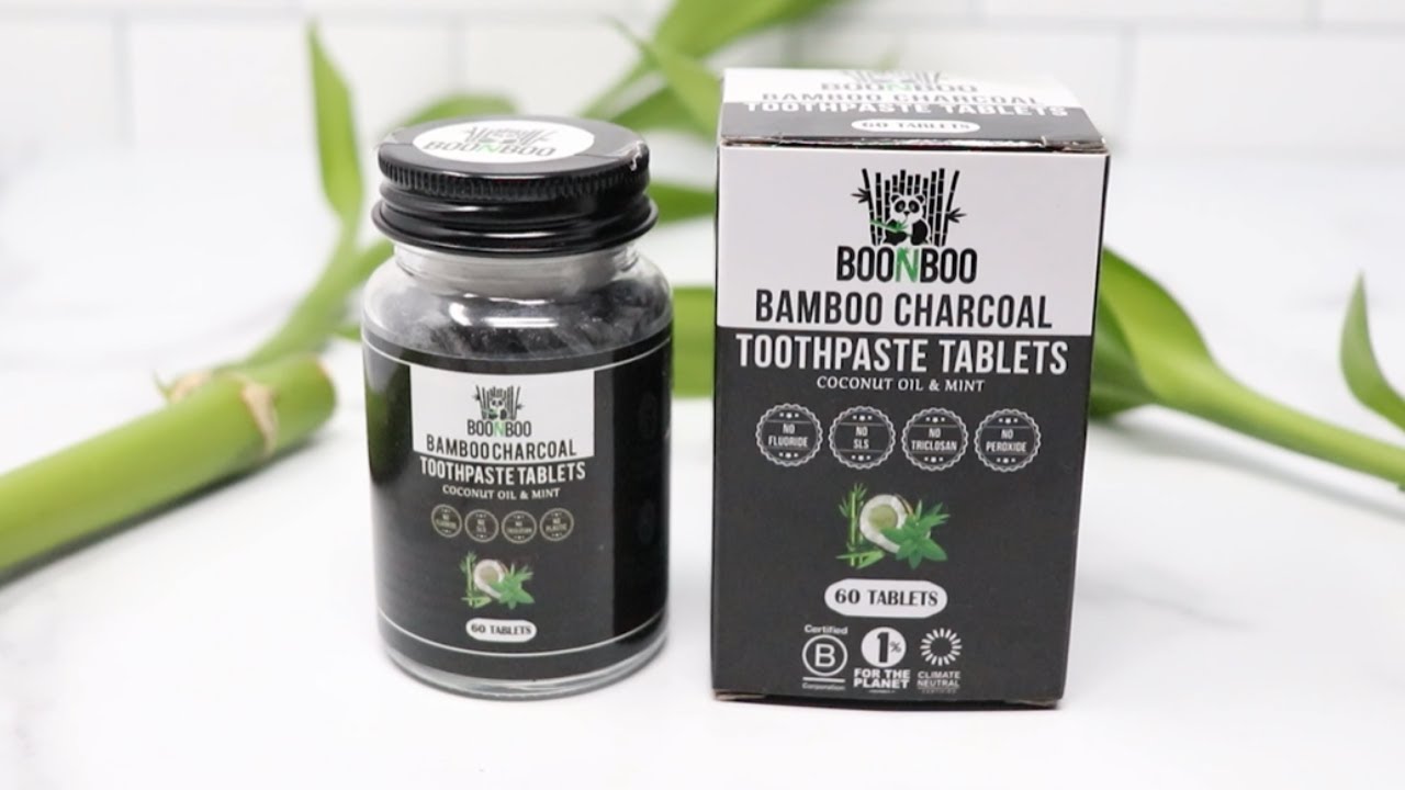 Bamboo Charcoal Toothpaste Tablets | 60ct Teeth Tabs | Travel Friendly & Mouthwash | Plastic-Free