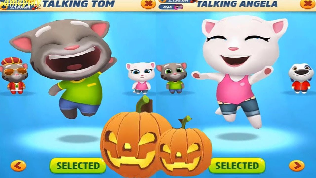 TALKING TOM GOLD RUN HALLOWEEN 2020 Talking Tom VS Talking ANGELA CATCH THE RACCOON VS Boss Fight