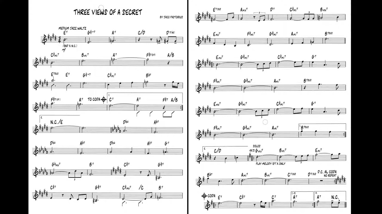 Three Views of a Secret   Jaco Pastorius   Backing Track ⧸ Play Along 0Wq7vMmeAec