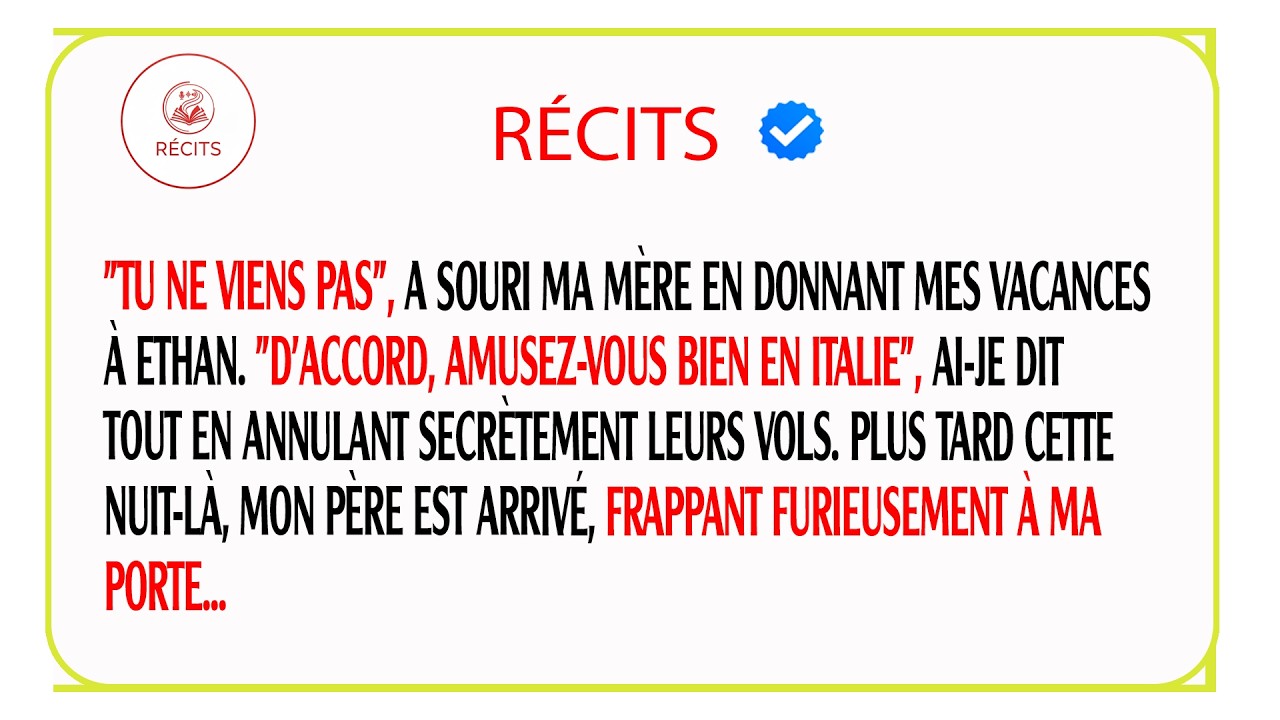 Mes parents voulaient offrir ma place à mon frère alors j'ai tout annulé devant leurs yeux.