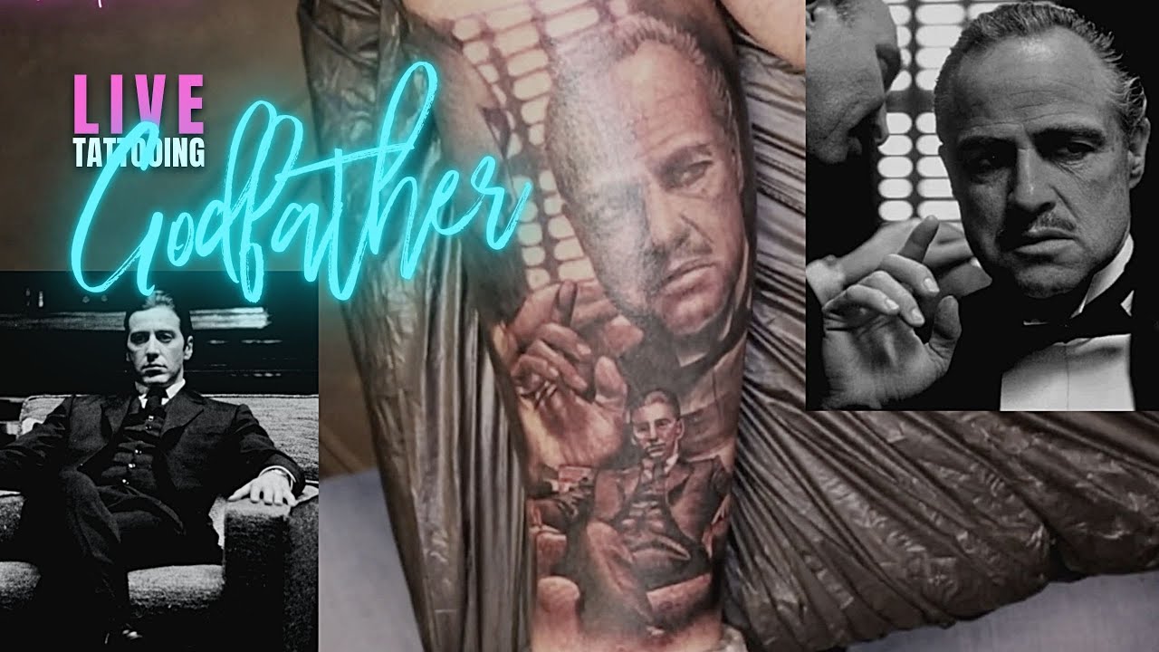 The Godfather - Portraits Calf Tattoo⚡Real-Time Tattooing by Electric Linda