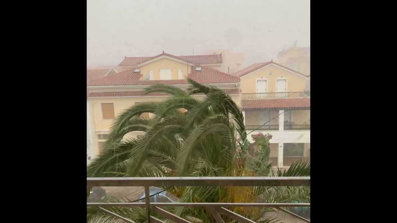 Heavy rain with hail , Argostoli, Kefalonia, Greece , May 2021