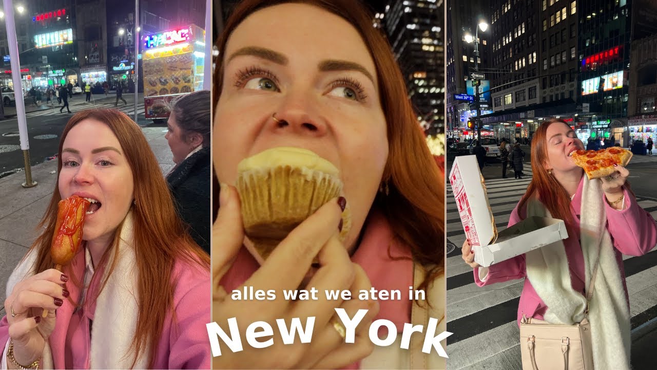 ALLES eten in New York wat we willen 🌭🍕🧁 + kerstmarkt tip! 🎄 | Vlog #210 REBECCA DENISE