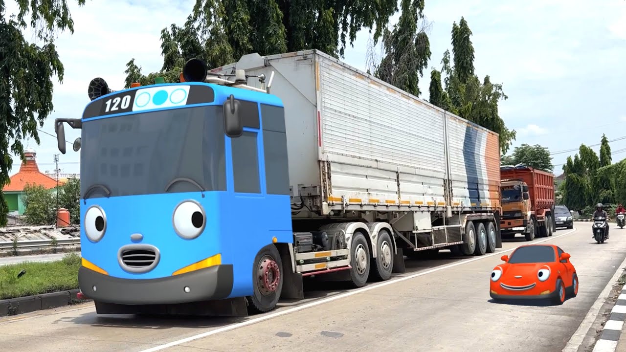 Wow Ada Truk Kontainer Besar, Truk Tangki Air, Bus Telolet Basuri Mirip Tayo Dan Teman Teman