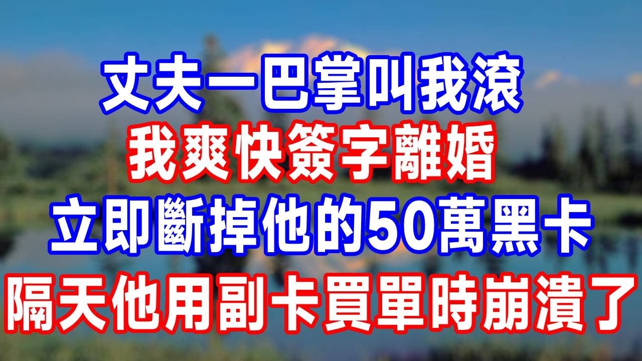 丈夫一巴掌叫我滾，我爽快簽字離婚，立即斷掉他的50萬黑卡，隔天他用副卡買單時崩潰了！#婆媳 #人生感悟