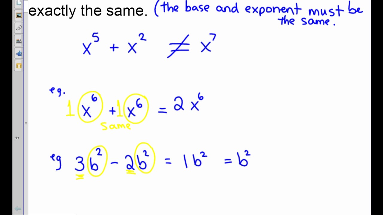 Adding and Subtracting Powers