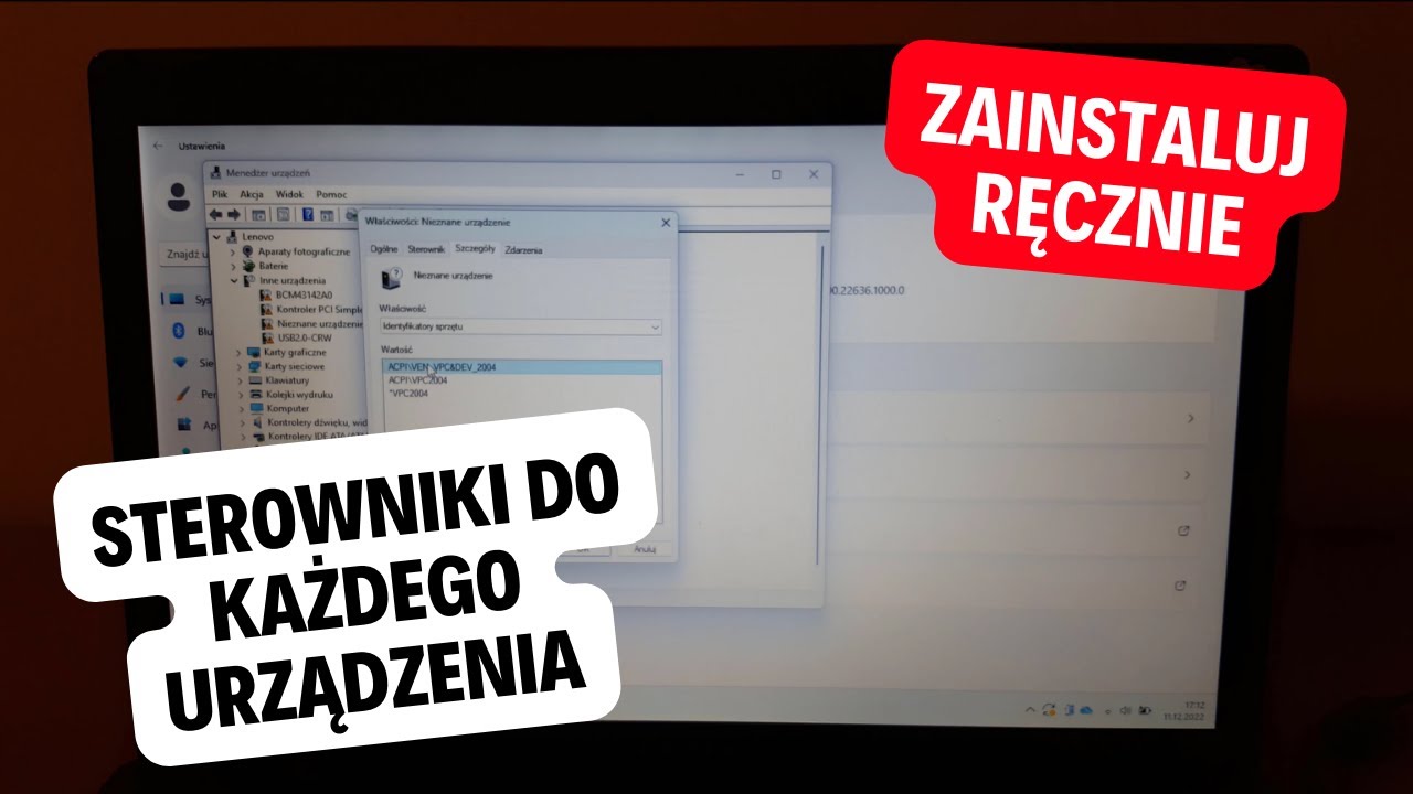 Ręczna instalacja sterownik&oacute;w Zainstaluj brakujące sterowniki do nieznanego urządzenia Windows 10/11