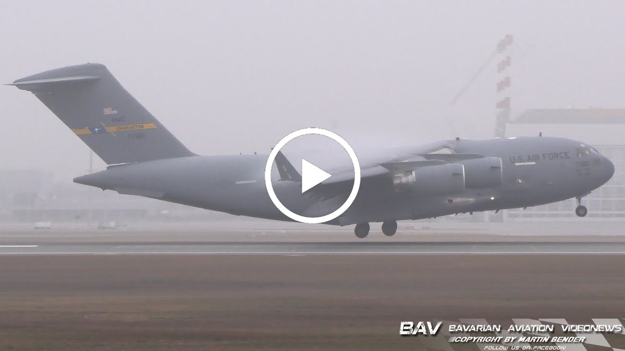 Boeing C-17A Globemaster III - United States Air Force 07-7180 - landing at Munich Airport | MSC2023