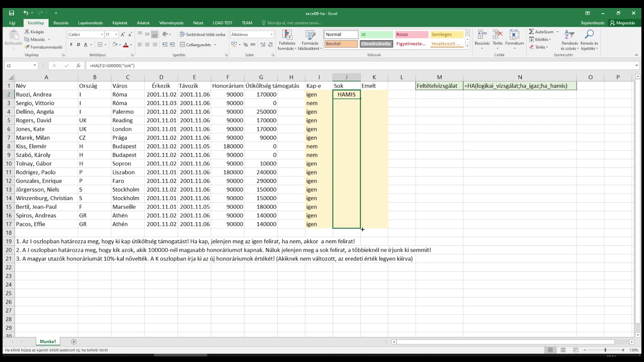 Excel alapok 08: HA függvény