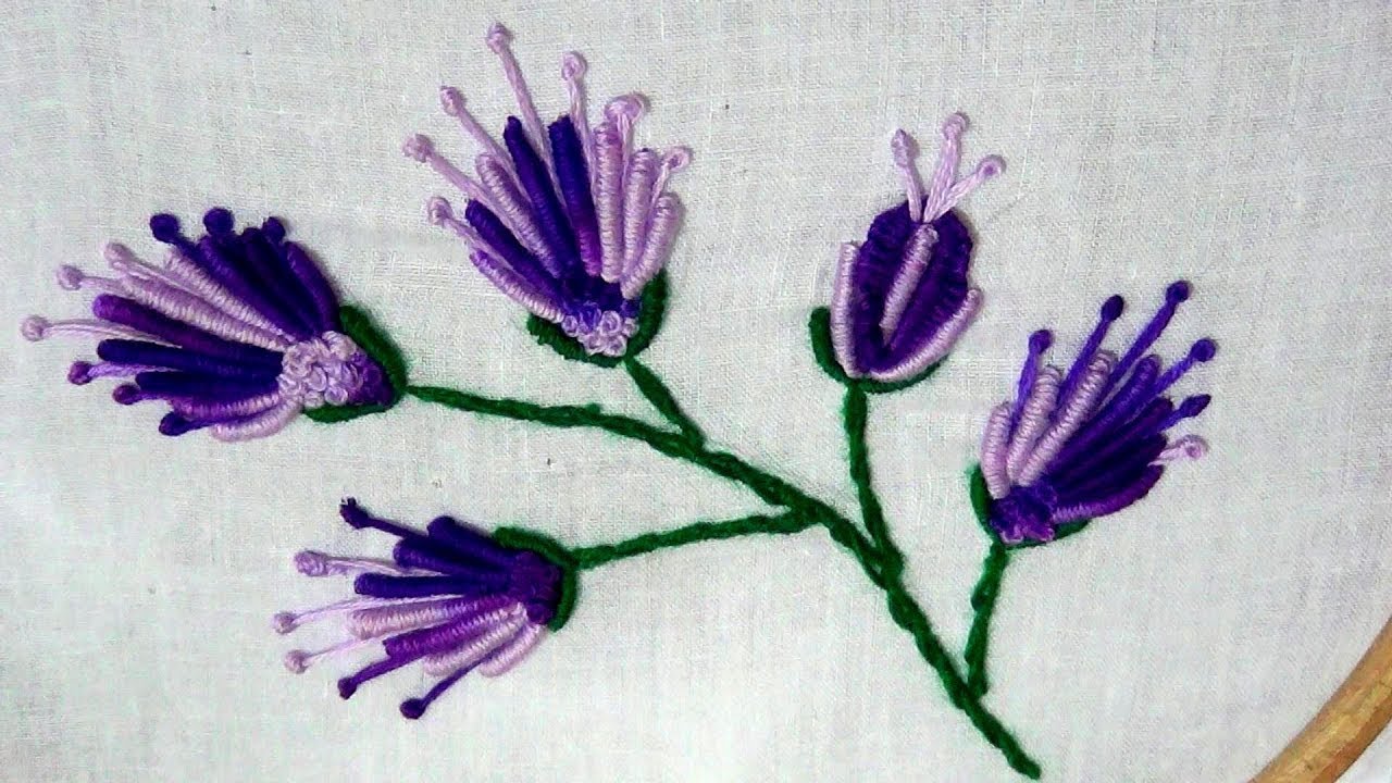 Hand Embroidery : Brazilian Embroidery : Bullion Knot Stitch