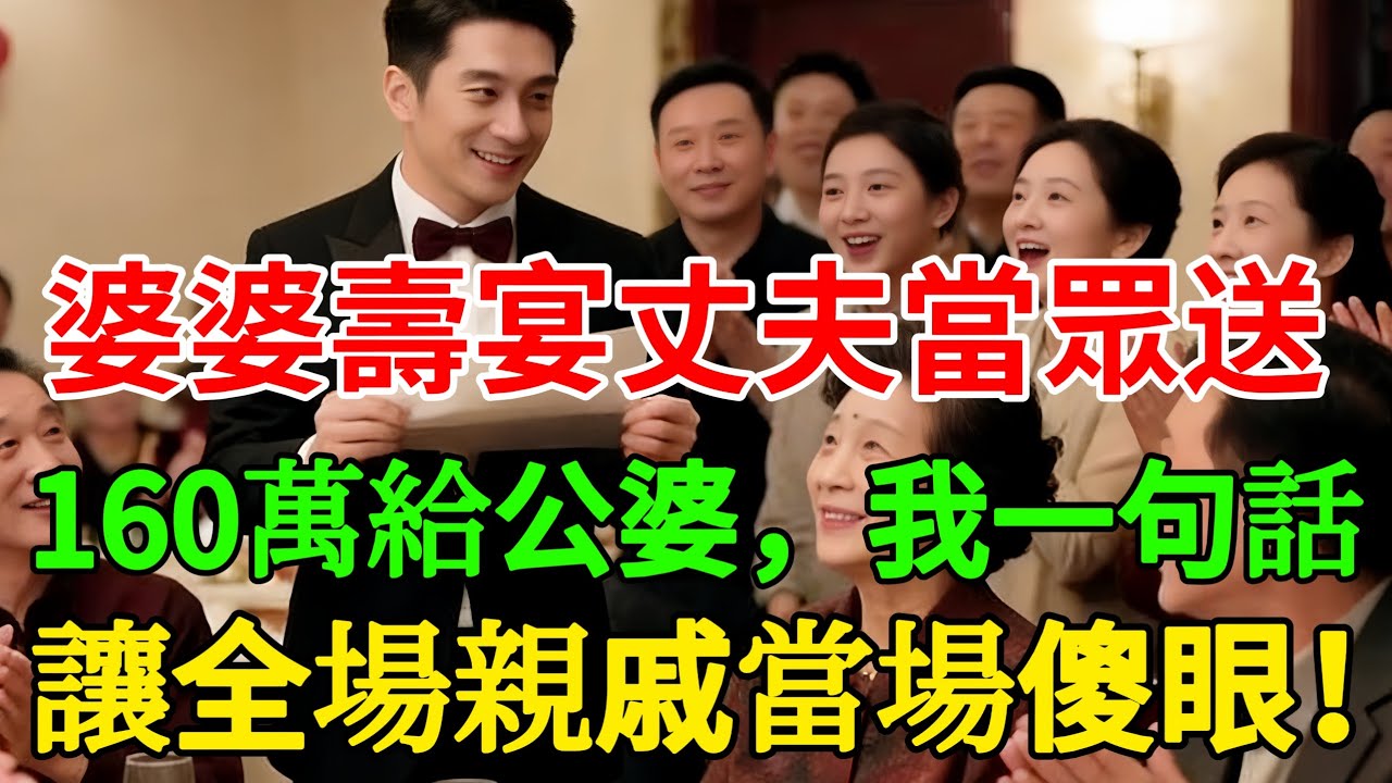 婆婆壽宴丈夫當眾送160萬給公婆，我一句話讓全場親戚當場傻眼！