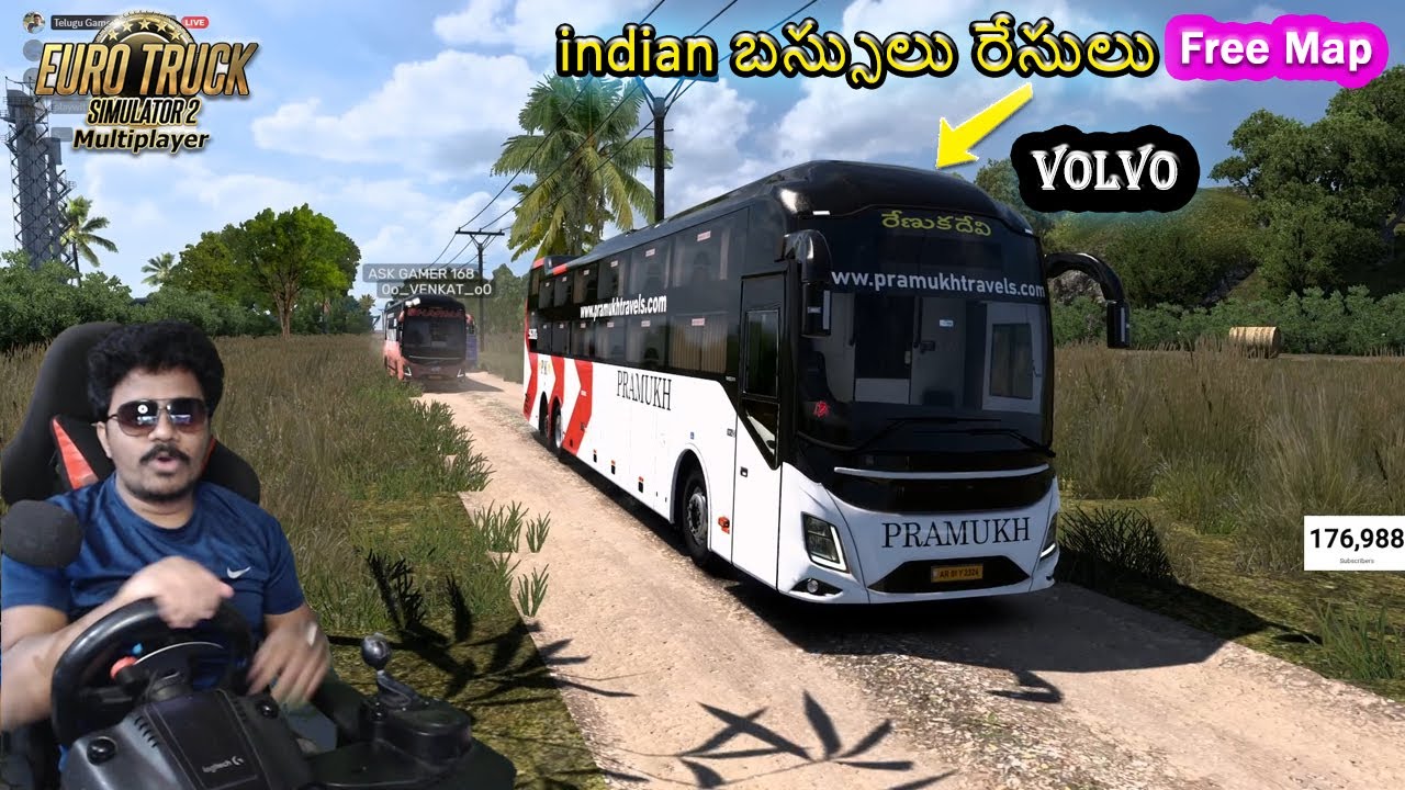 👌VOLVO 9600 Pramukh Travels Bus Realistic Driving with Steering ETS2 indian Buses