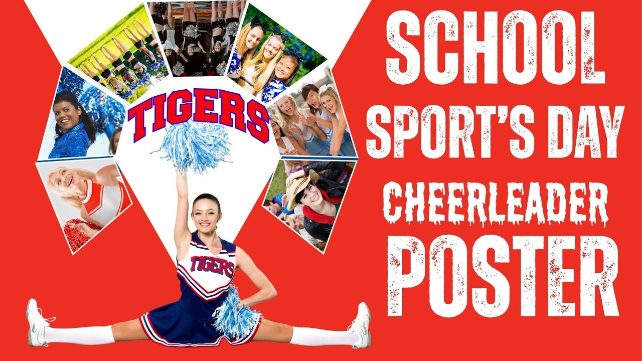 How To Create School Sports Day Cheerleader Photo Collage Poster, Easy Typography Tips And Tricks