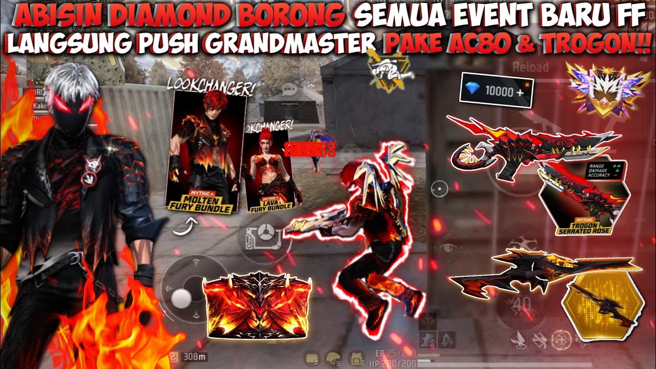 ABISIN DIAMOND BORONG SEMUA EVENT YANG ADA DI FREEFIRE!! PUSH GRANDMASTER PAKE SEMUA SKIN BARU!!