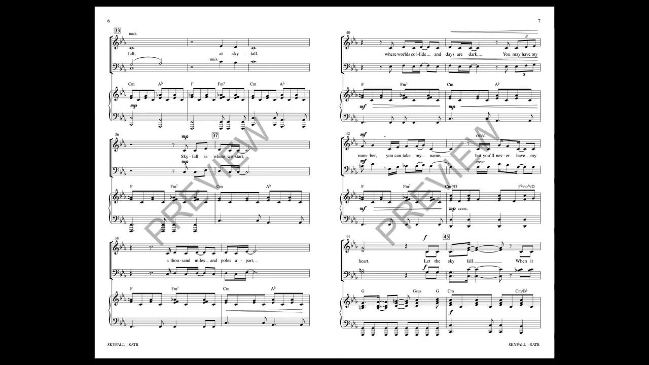 Skyfall-SATB/SAB/SSA-Arranged by Paul Langford