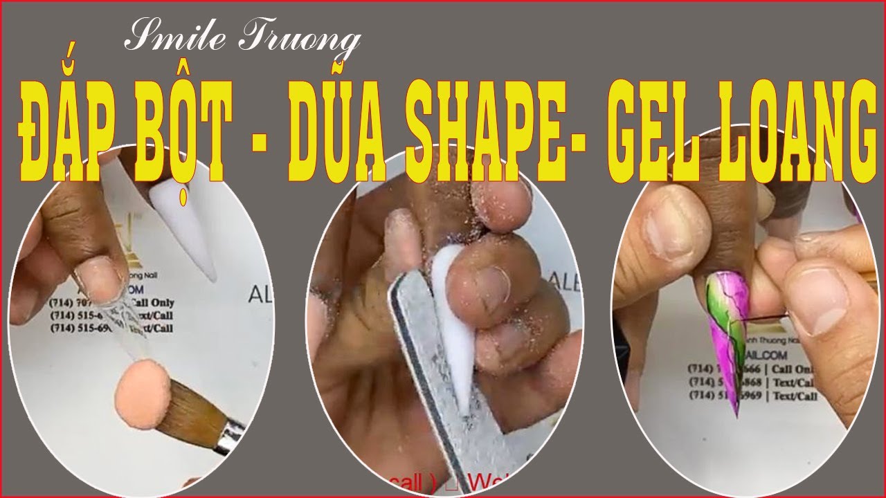 SMILE TRUONG NAILS - Cách Đắp Bột - Dũa Shape Và Design Gel Marble Ink