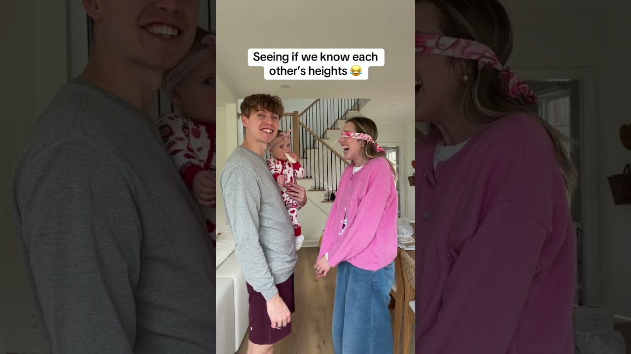 Blindfolded height guessing challenge kiss