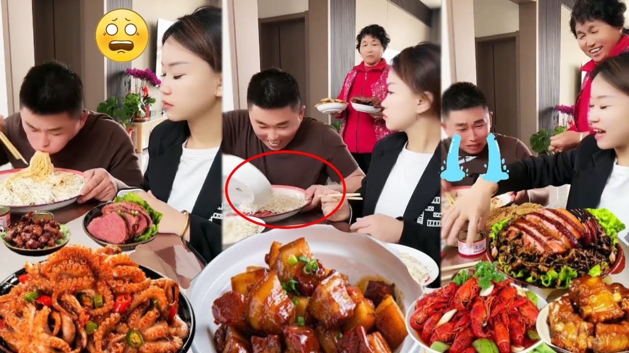 婆婆让老公别吃饭，他偏吃还抢了我的那份，结果婆婆带回了大猪肘子鸭！#夫妻 #food #吃播 #整蛊 #夫妻吃饭日常