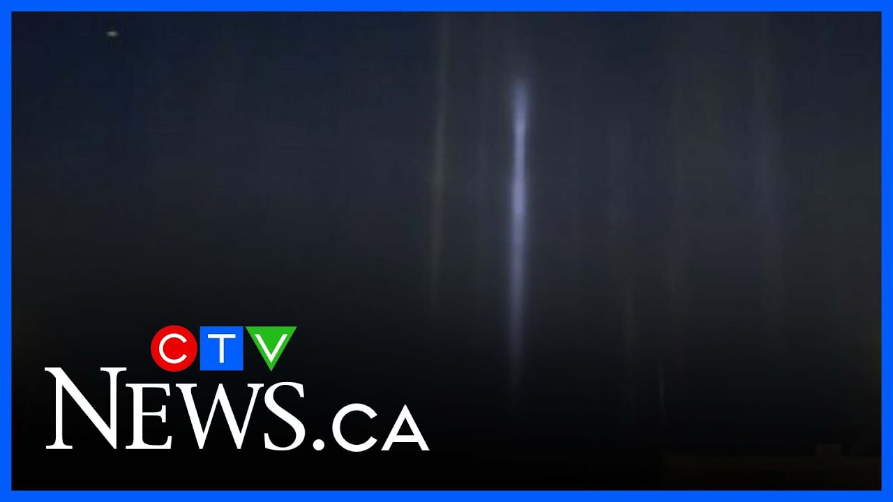 Light pillars stand tall against Barrie skyline